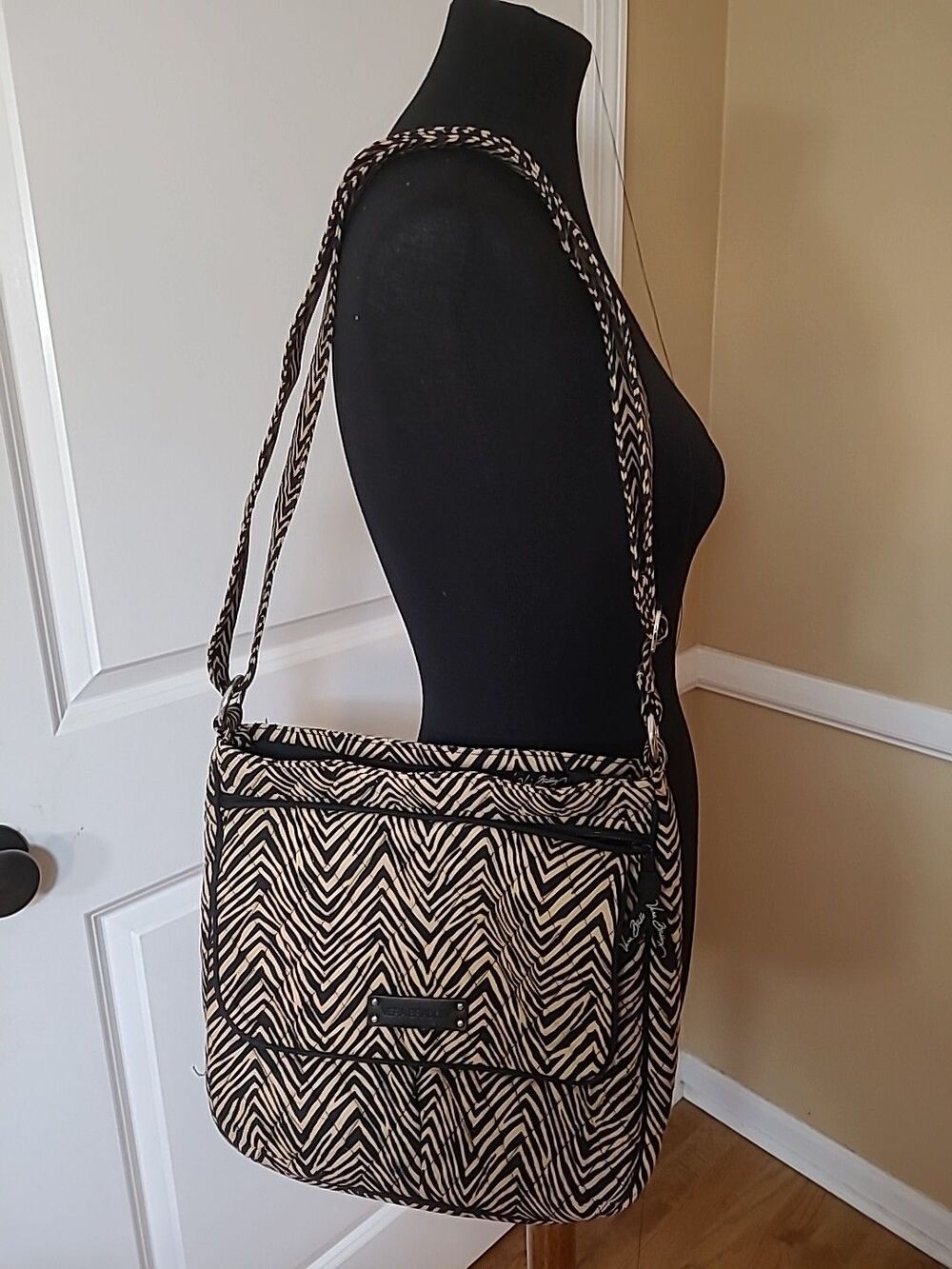 Vera Bradley Double Zip Mailbag in Zebra Print